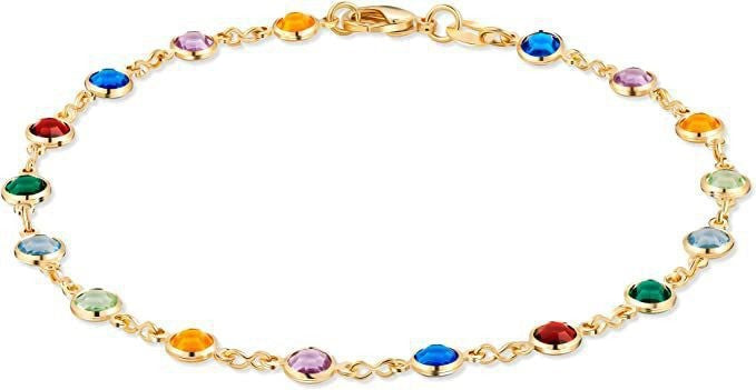 Colorful Women's Crystal Glass Round Oval Square Colored Anklet