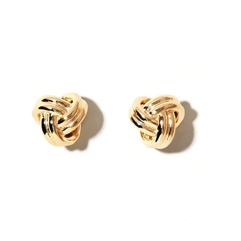 Cross Border Sterling Silver Needle High Profile Retro Simple Geometric Warping Stud Earrings