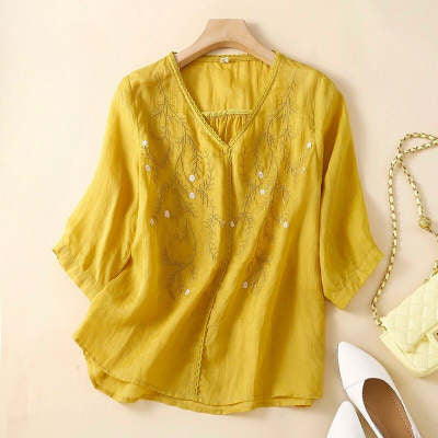 Summer Women's Linen Fashionable Casual Pants Two-piece Suit