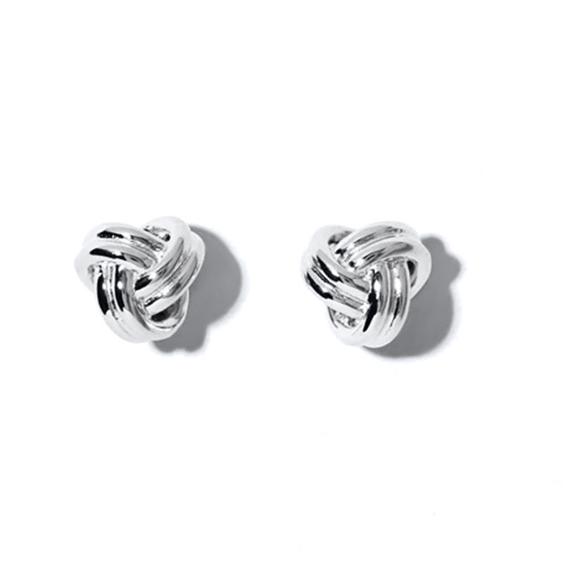 Cross Border Sterling Silver Needle High Profile Retro Simple Geometric Warping Stud Earrings