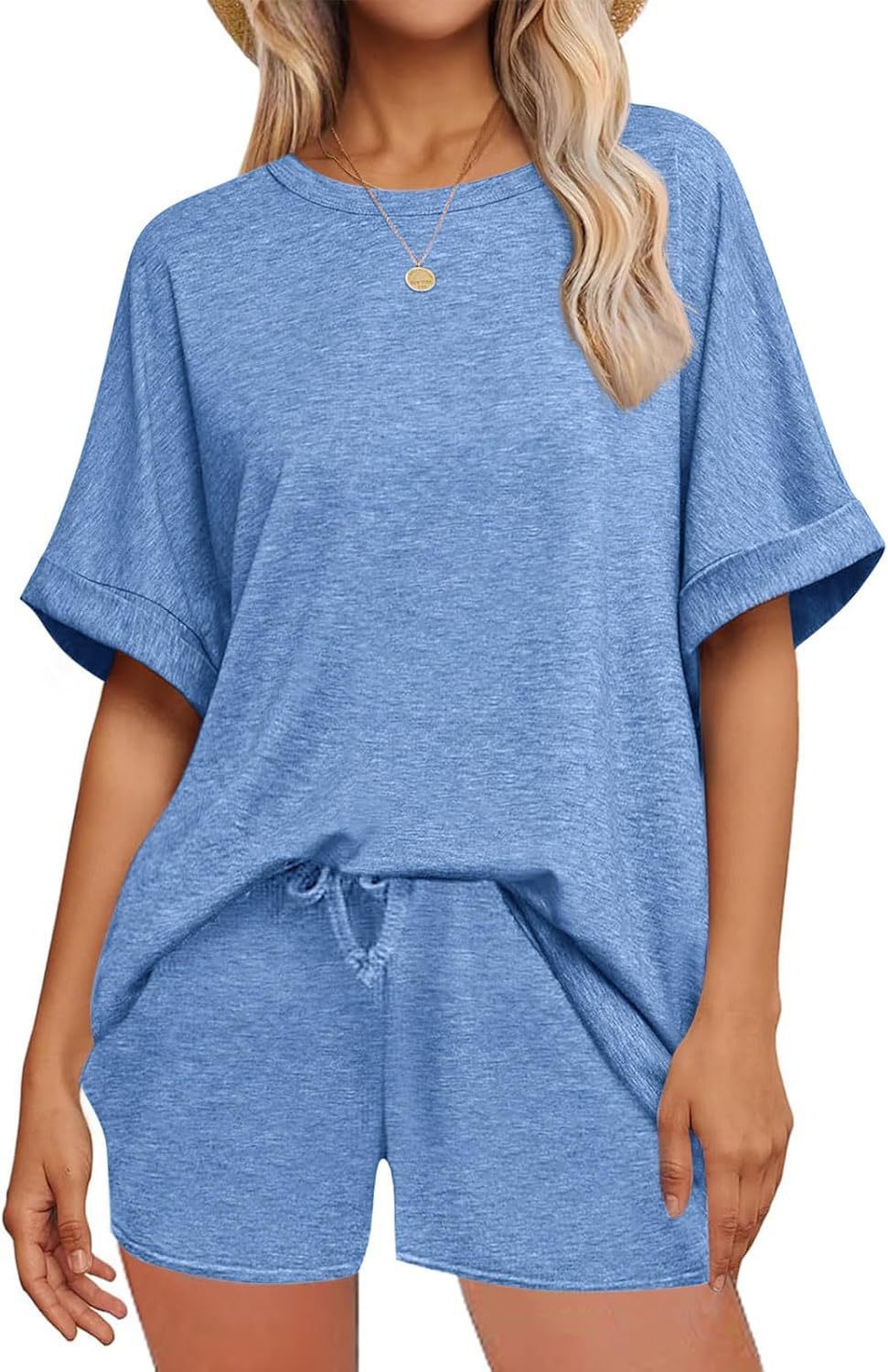 Casual Suit Oversized Short Sleeve T-shirt Drawstring Shorts Casual Wear Sportswear