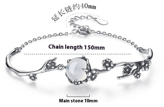 Moon Shadow Hanmei Plum Bracelet Women's Fashion Plated Ancient Thai Silver