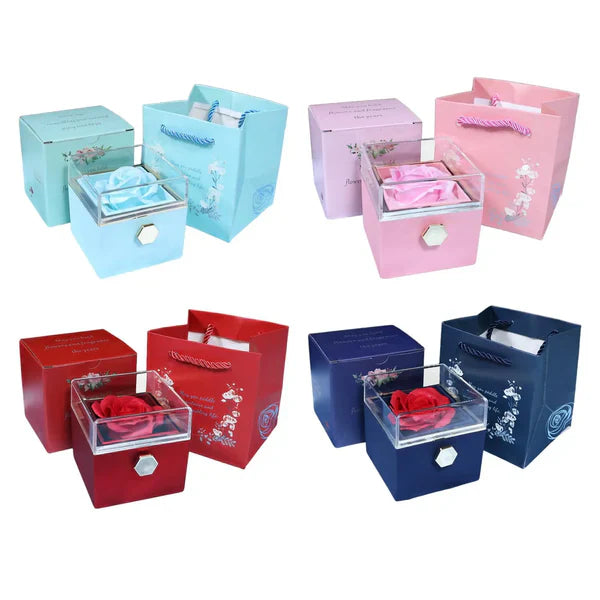 Jewelry Rose Gift Box Necklace Earrings Box for Proposal Valentine's Day Mom Jewelry Case Necklace Earrings Bracelet Ring Box