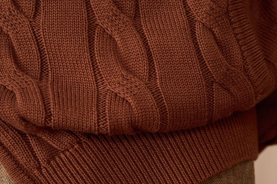 Pure Cotton Knitted British Thickened Heavy Weight Twisted Double Zipper Cardigan