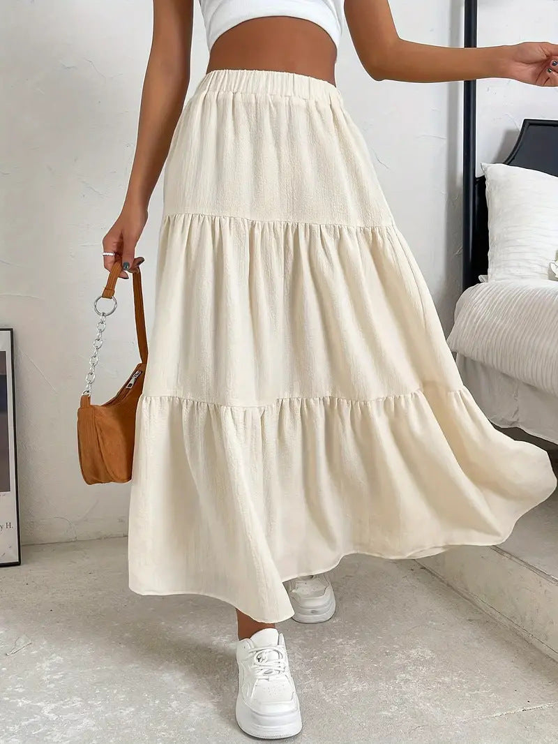 European And American Style Women Summer Bohemian Pleated Layered Long