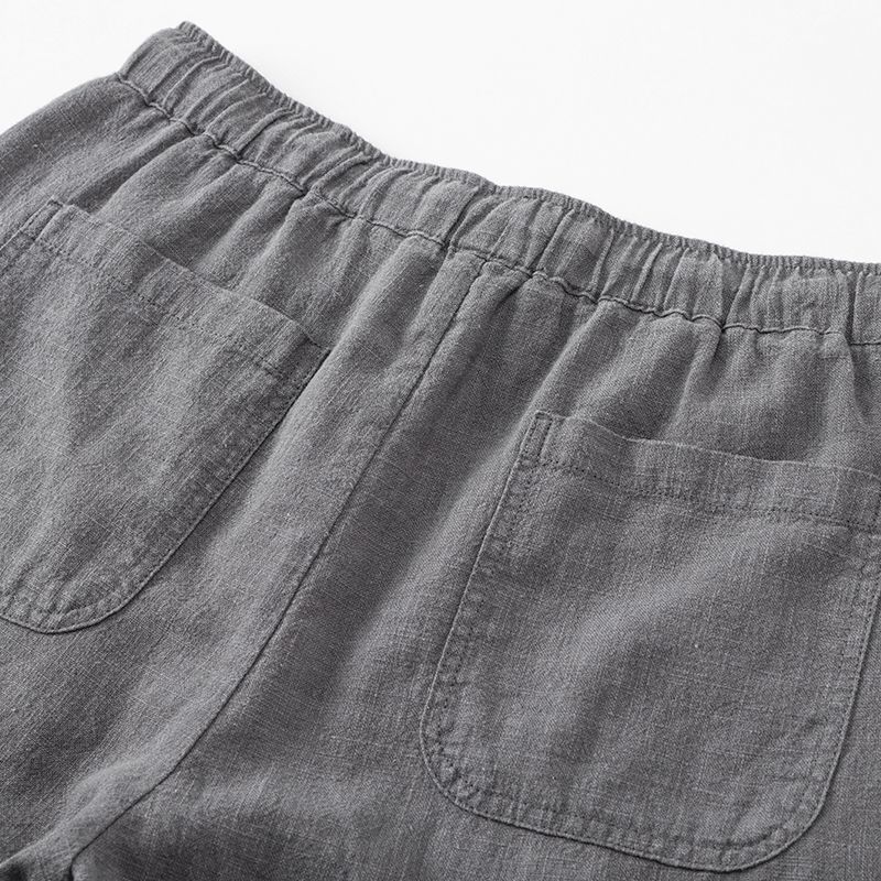 Solid Color Loose Straight Light Cotton Linen Men's Shorts