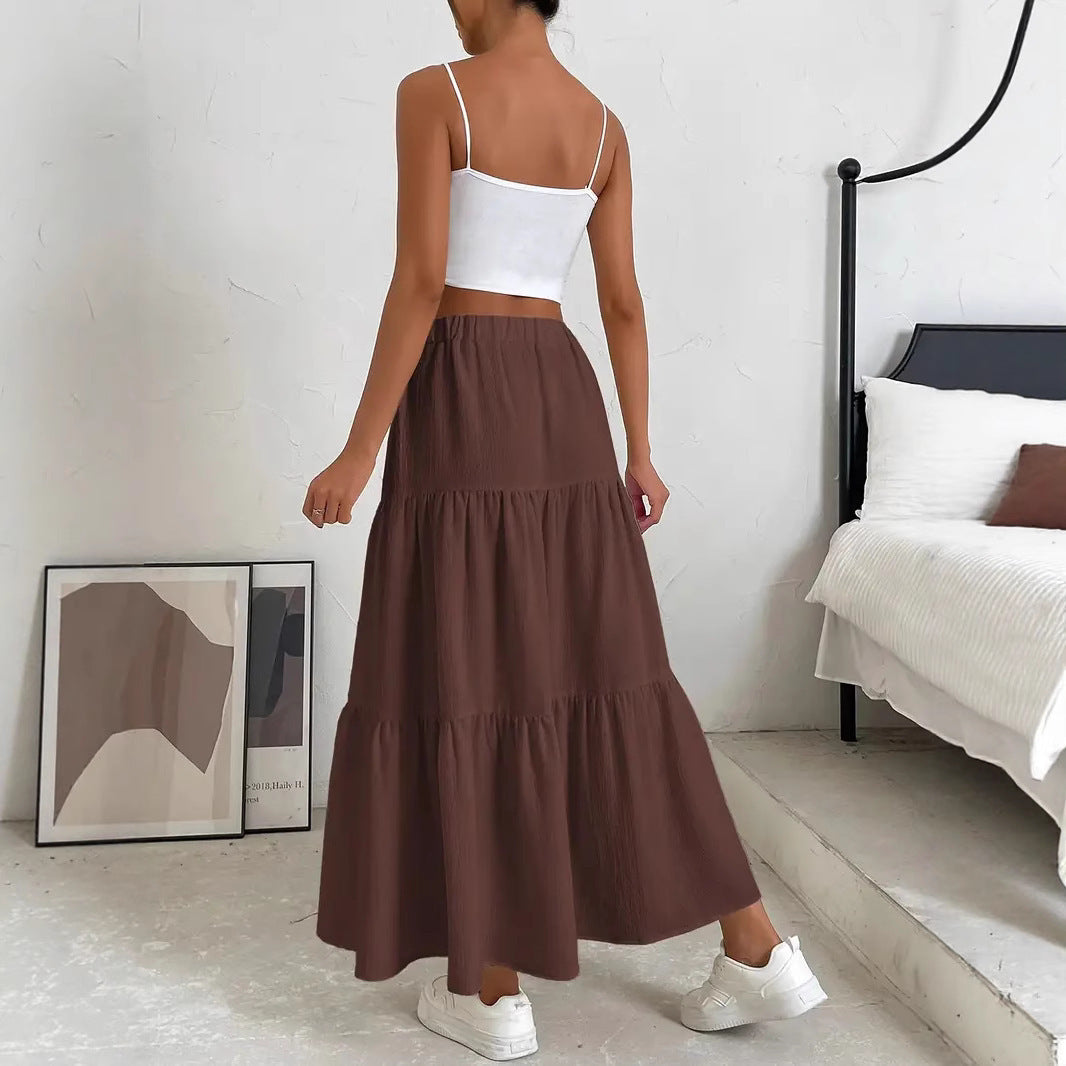 European And American Style Women Summer Bohemian Pleated Layered Long