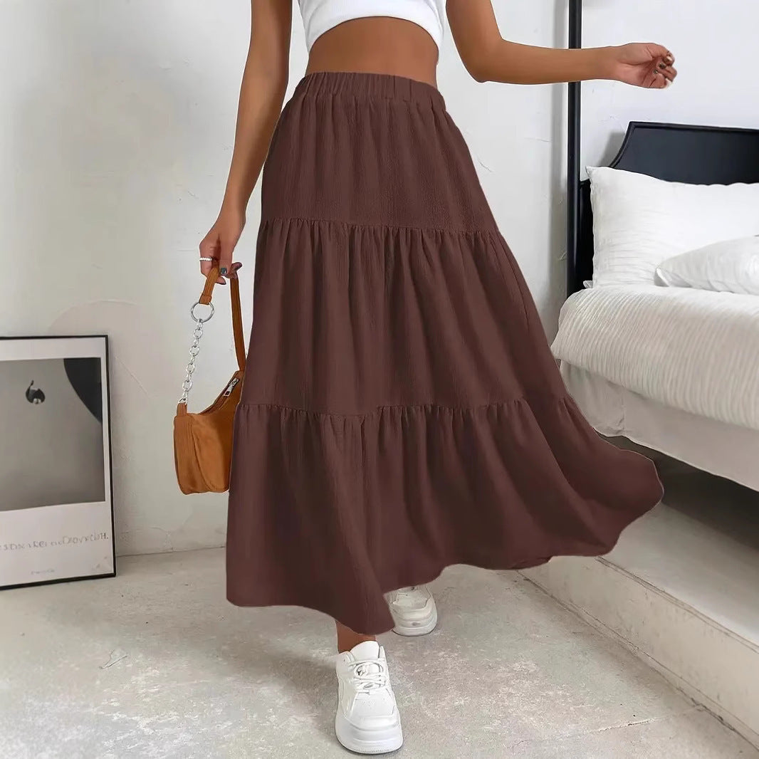 European And American Style Women Summer Bohemian Pleated Layered Long