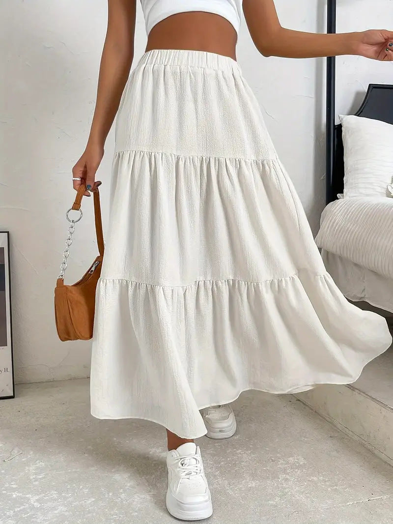 European And American Style Women Summer Bohemian Pleated Layered Long