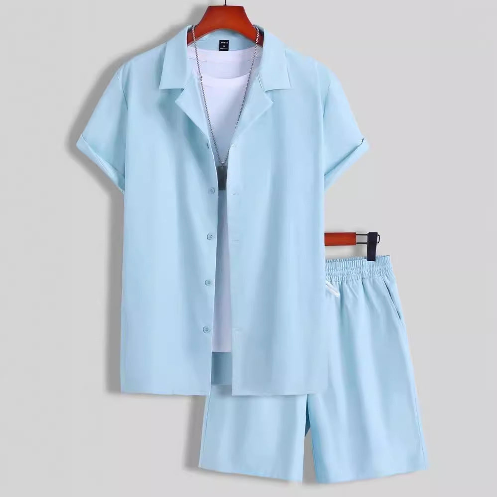 Short Sleeve Cuban Collar Men's Sport Suit_ billsdeals.store