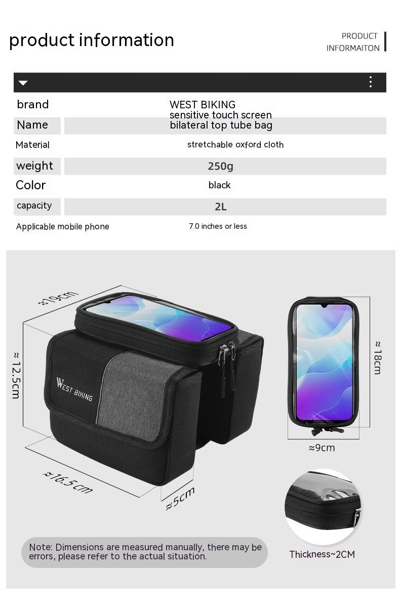 Bilateral Tube Touch Screen Saddle Bag 