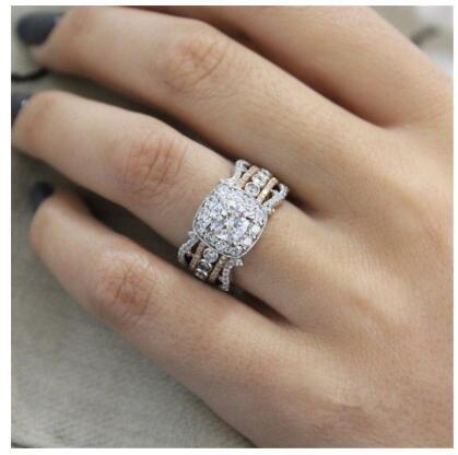 Modyle High Quality Rose Gold Silver Color 2 ct Big White CZ Stone Wedding Ring for Woman Luxury Full Zircon Fashion Jewelry