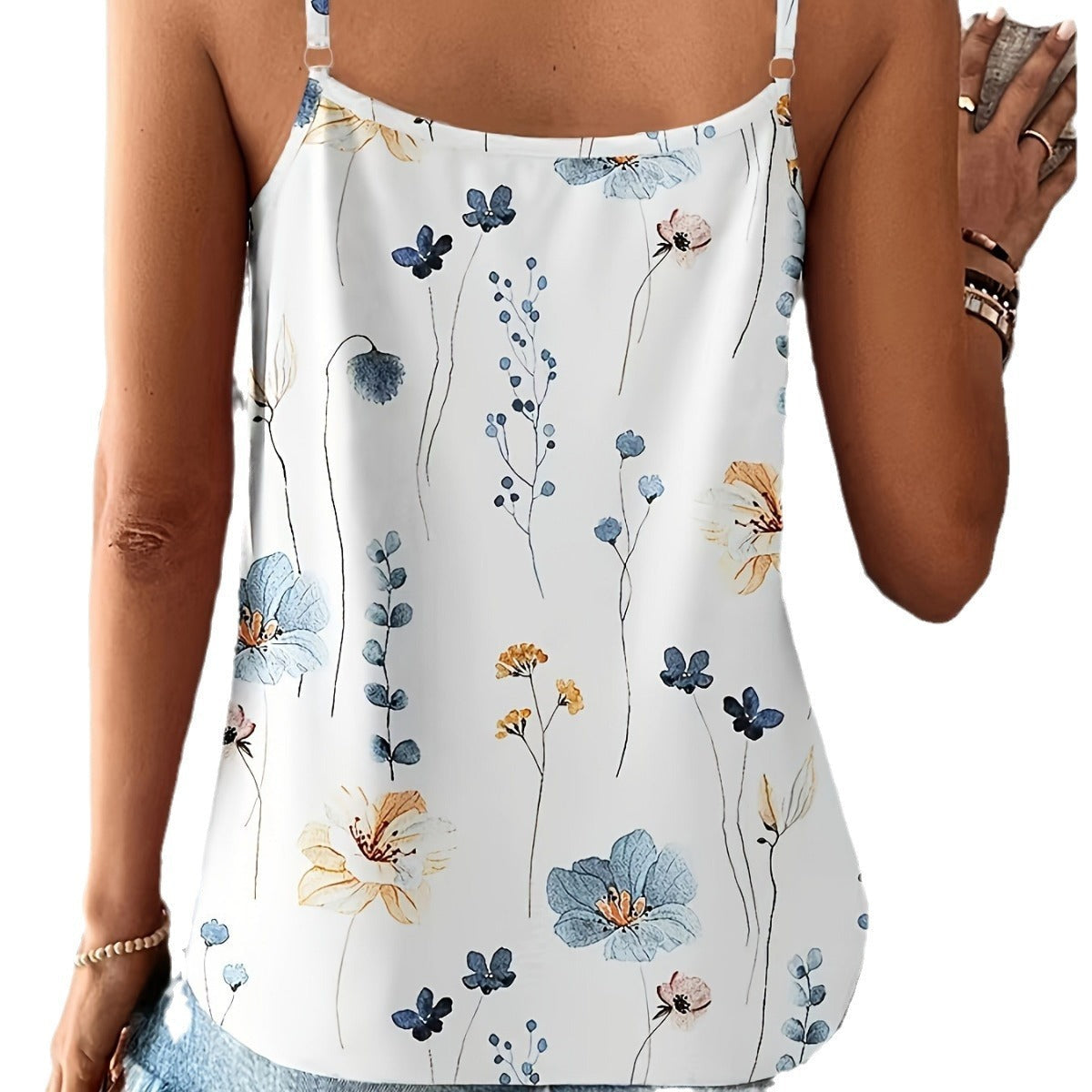 European And American Style Lace Printed Lace V-neck Pullover Strap