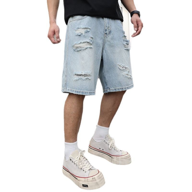 Ripped Denim Shorts Loose Casual Distressed @ billsdeals.store