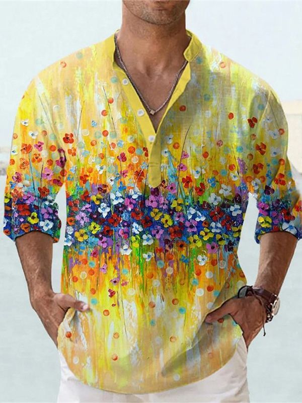 European And American 3D Digital Thermal Transfer Short Sleeve Shirt