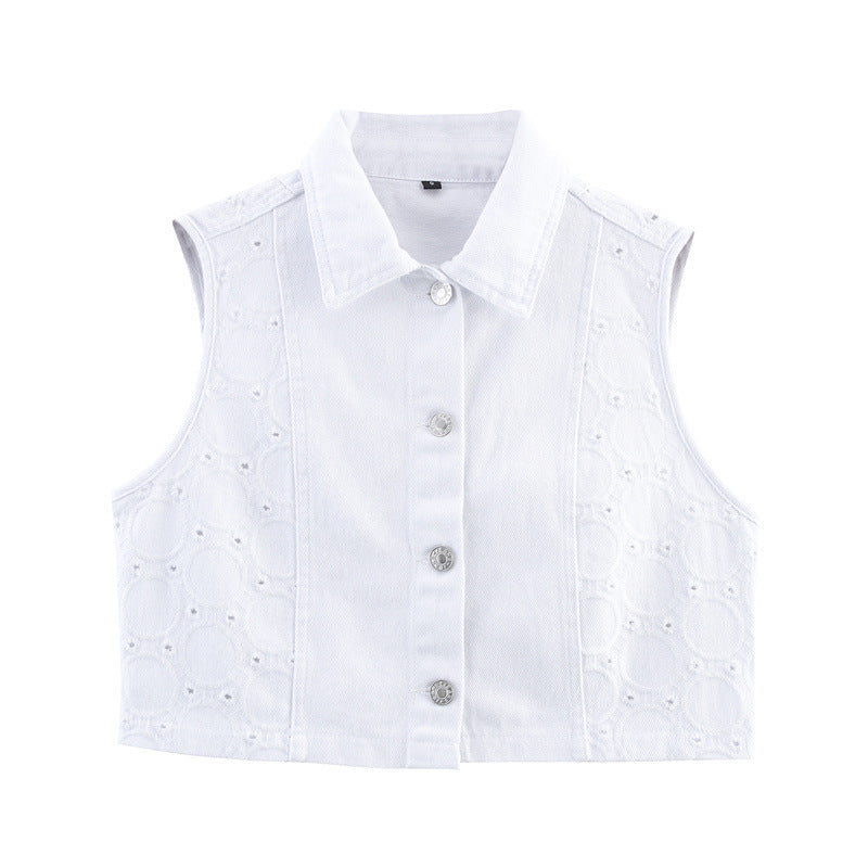 European And American Style Fashion Simple Hollow Embroidered Vest