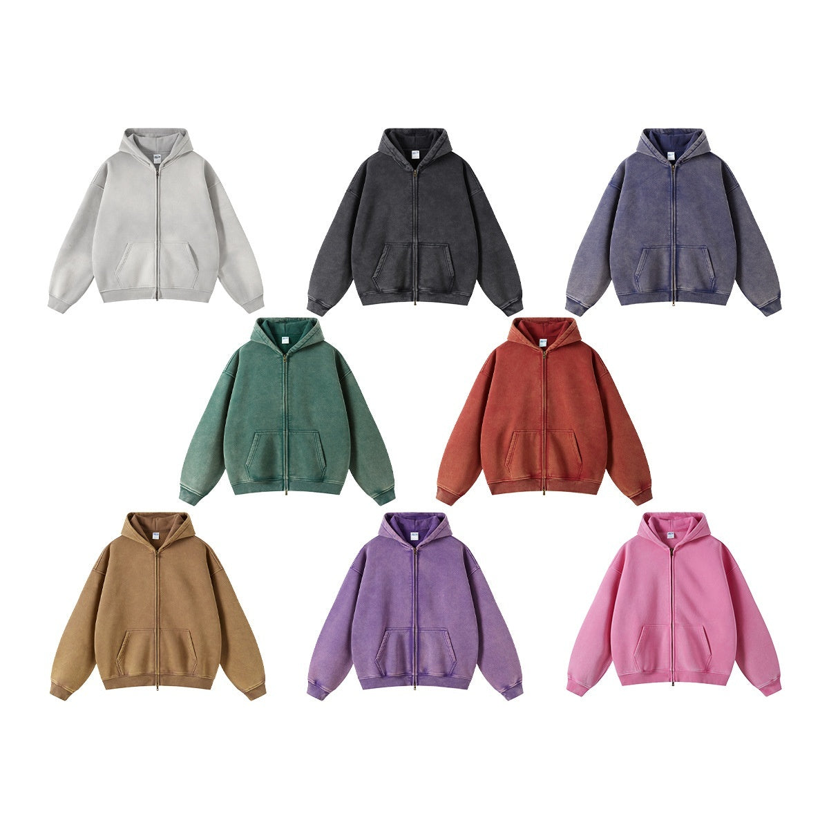 Men's Loose Waxed Vintage Worn Looking Washed-out Hoodie