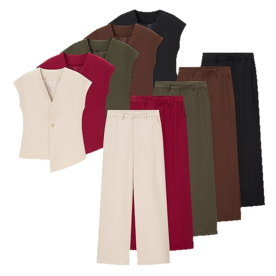 European And American Fashion Minimalist Irregular Vest Casual Trouser