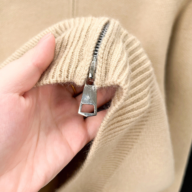 Men's High-end Stand Collar Knitted Zipper Cardigan Thickened