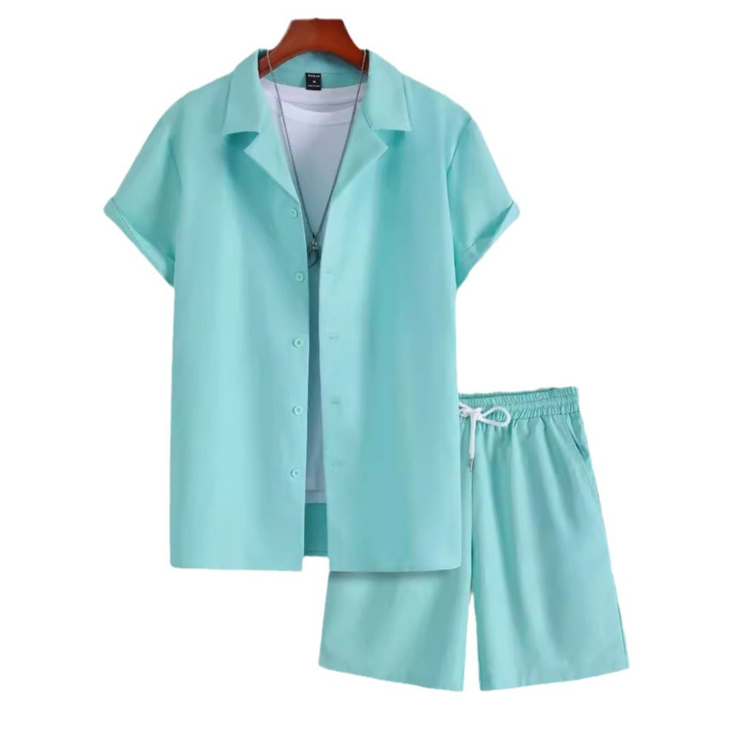 Short Sleeve Cuban Collar Men's Sport Suit_ billsdeals.store