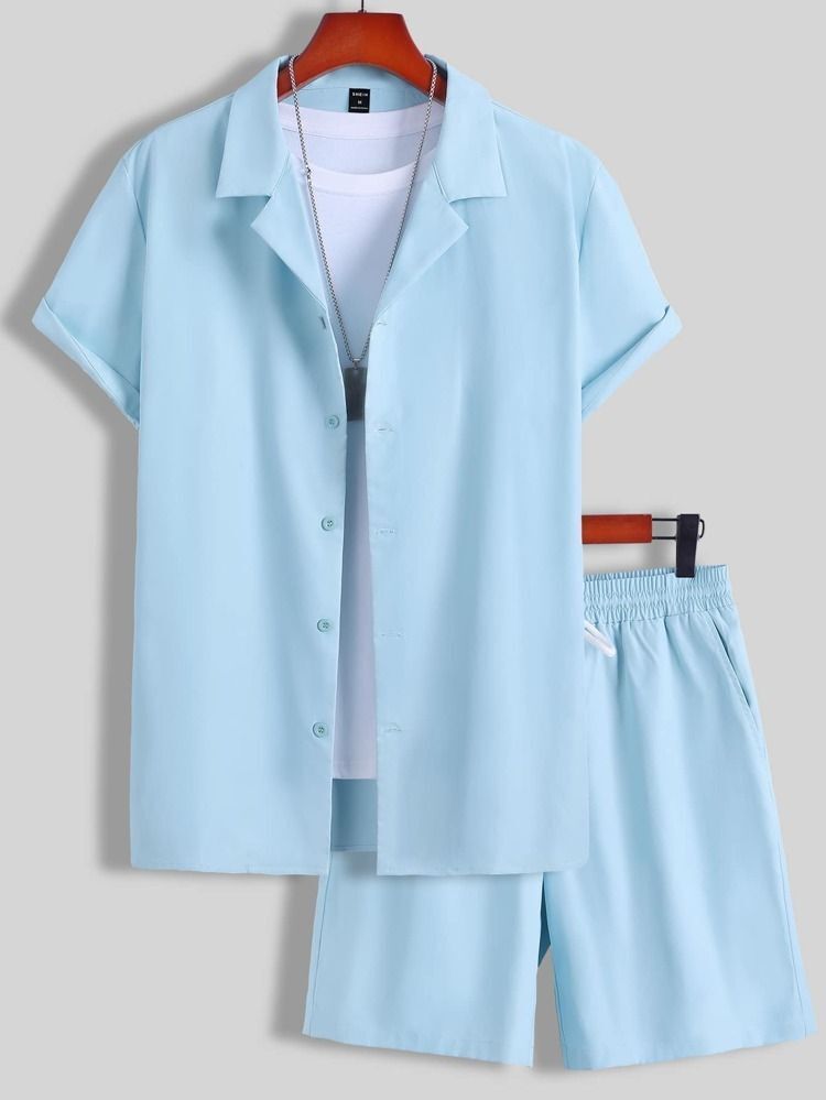 Short Sleeve Cuban Collar Men's Sport Suit_ billsdeals.store