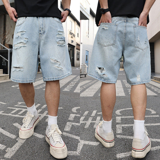 Ripped Denim Shorts Loose Casual Distressed @ billsdeals.store