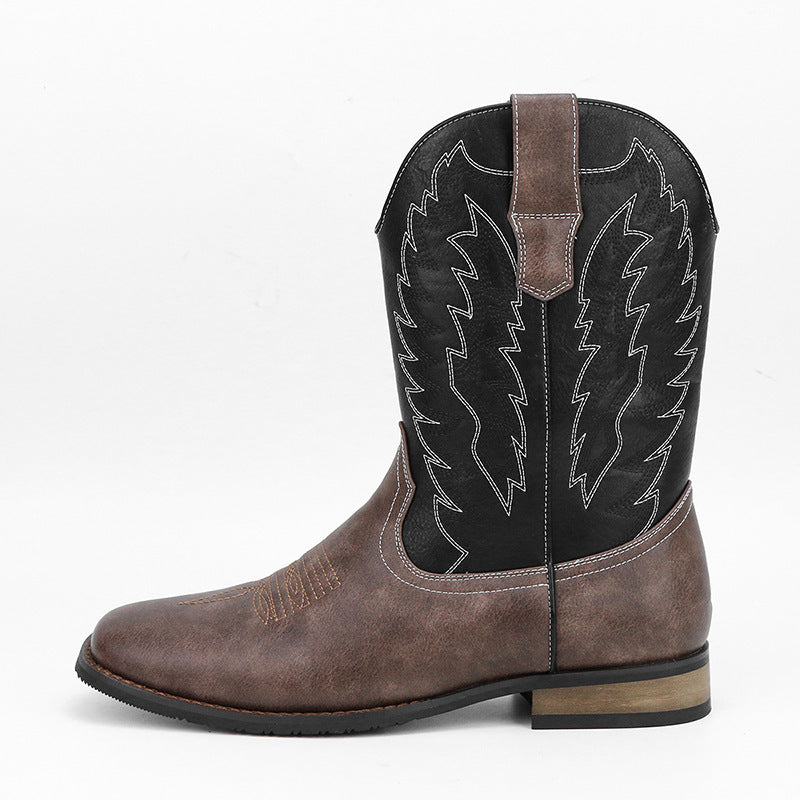 Western Denim Square Toe Motorcycle Men's Boots