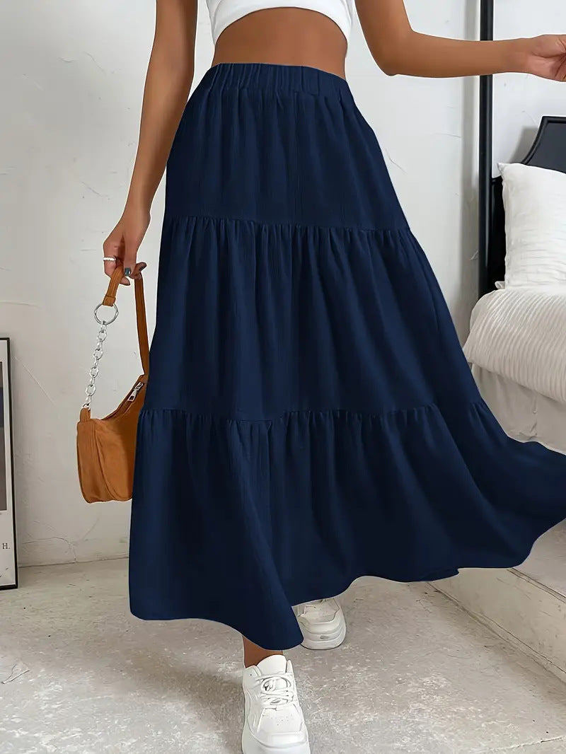 European And American Style Women Summer Bohemian Pleated Layered Long