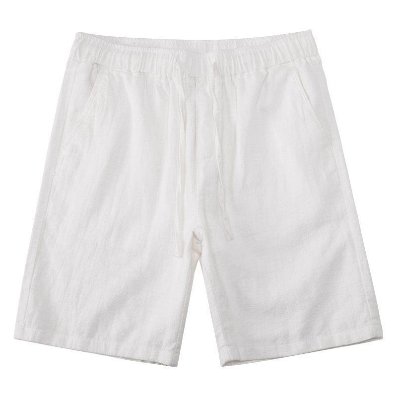 Solid Color Loose Straight Light Cotton Linen Men's Shorts