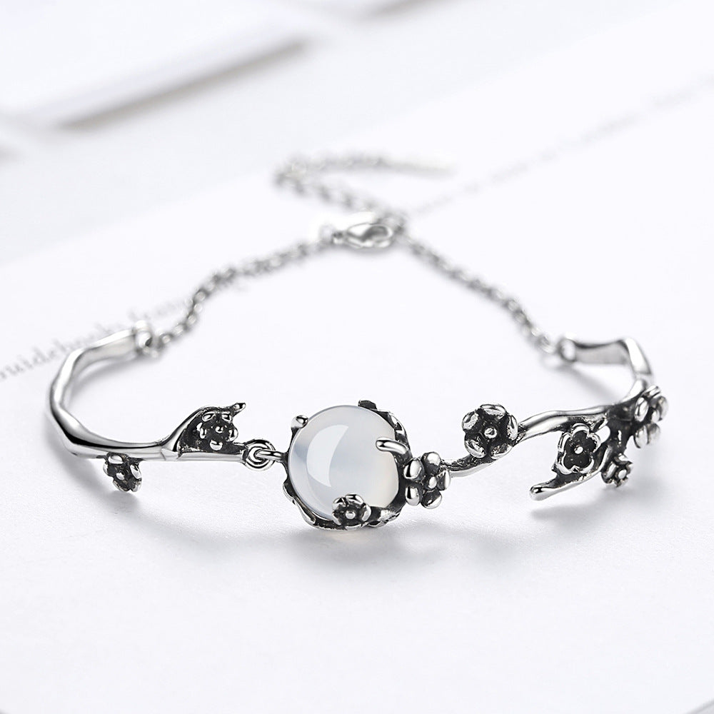 Moon Shadow Hanmei Plum Bracelet Women's Fashion Plated Ancient Thai Silver