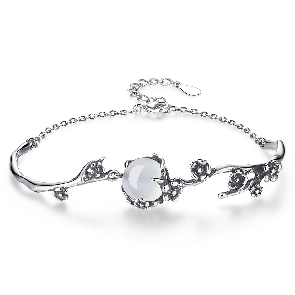 Moon Shadow Hanmei Plum Bracelet Women's Fashion Plated Ancient Thai Silver
