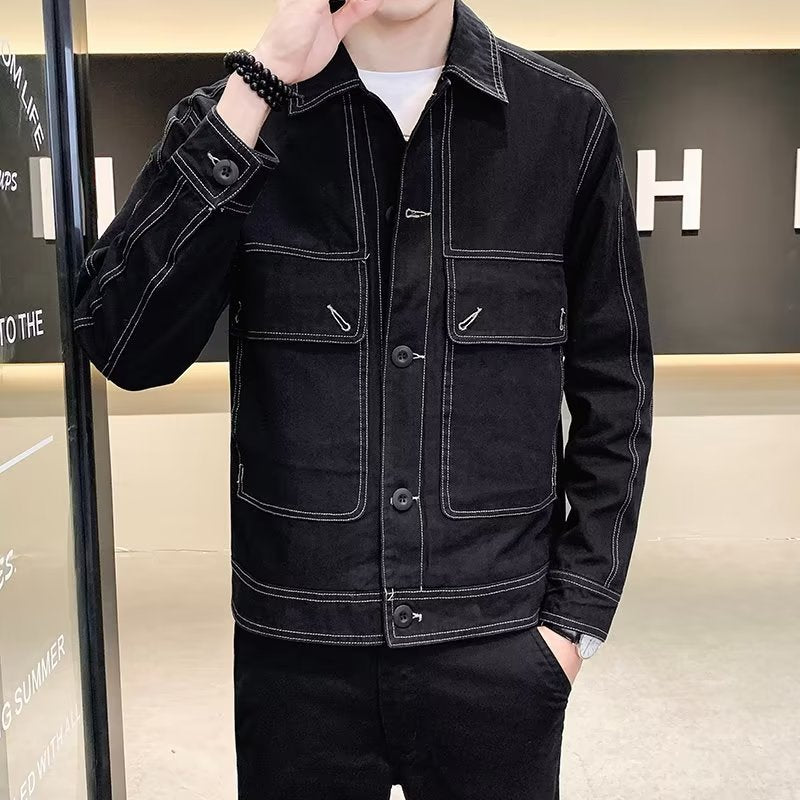 Workwear Loose Trendy Denim Men's Jacket @billsdeals.store