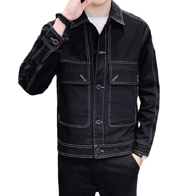 Workwear Loose Trendy Denim Men's Jacket @billsdeals.store