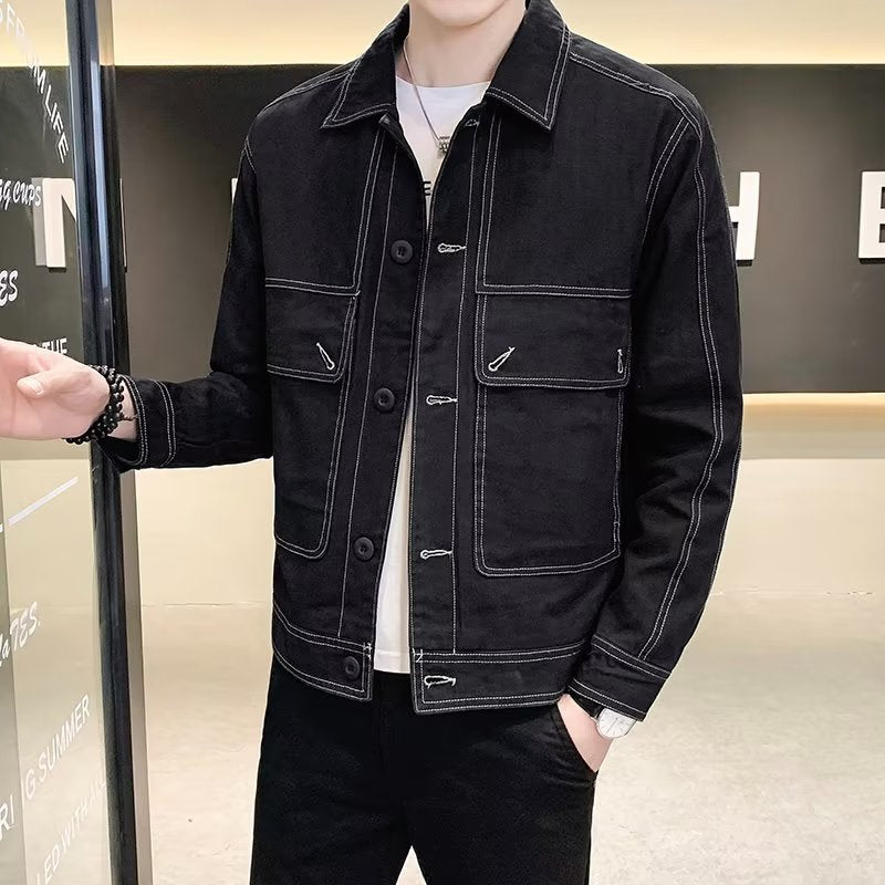 Workwear Loose Trendy Denim Men's Jacket @billsdeals.store