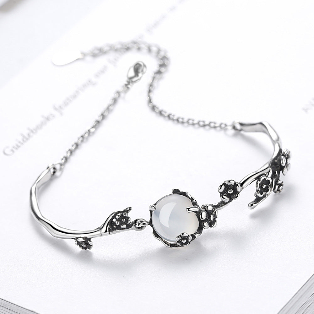 Moon Shadow Hanmei Plum Bracelet Women's Fashion Plated Ancient Thai Silver