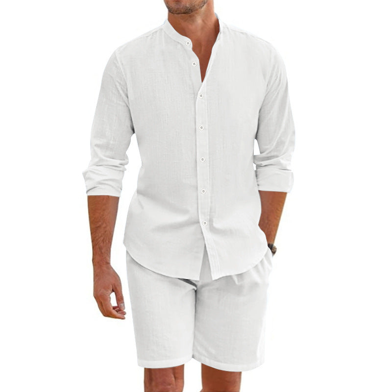  Summer Short Shirt Stylish Lapel Button-Down Shirt Shorts Set Summer