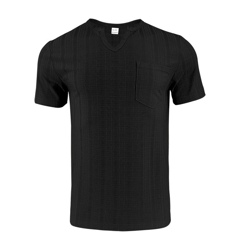 Men's Artificial Linen Bamboo Loose Casual Breathable V-neck Solid