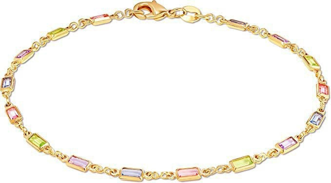 Colorful Women's Crystal Glass Round Oval Square Colored Anklet