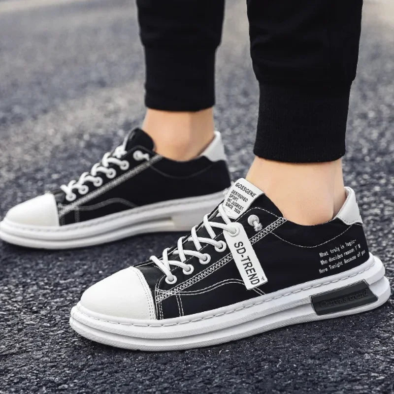 Men Vulcanized Sneakers Shoes Tennis Sports Pu Slip-on