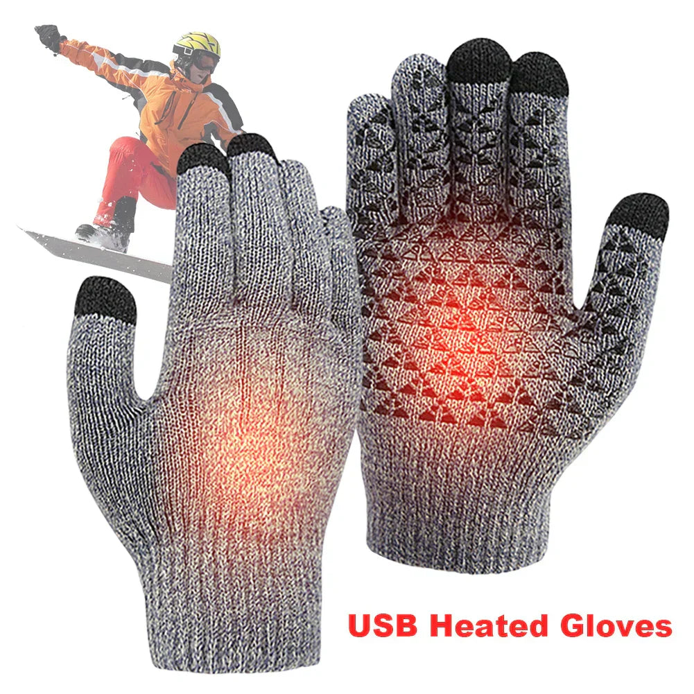 Electric Heated Gloves Winter Warm Skiing Snowboarding Glove USB Touch