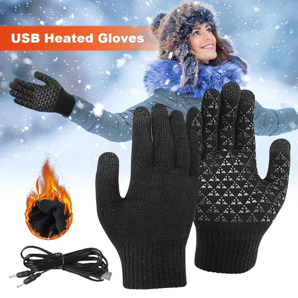 Electric Heated Gloves Winter Warm Skiing Snowboarding Glove USB Touch