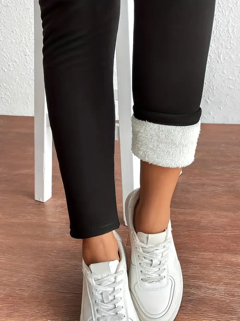 Fleece Lined Leggings Women Fall Winter Warm Leggings Pants Plus Size.