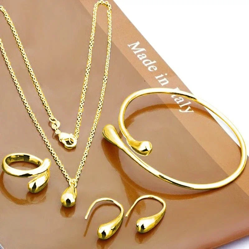 Fashion Teardrop Jewelry Set for Women Simple Ring Necklace Bracelet