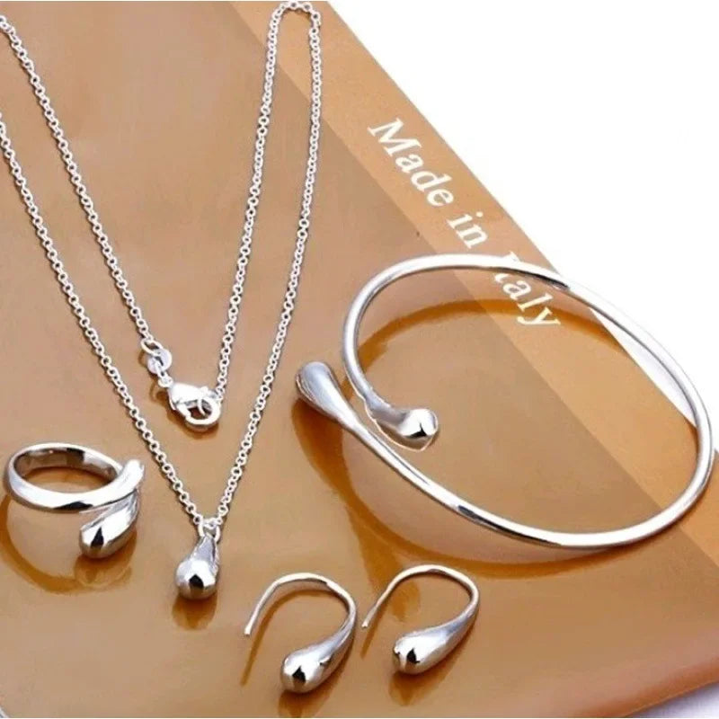 Fashion Teardrop Jewelry Set for Women Simple Ring Necklace Bracelet