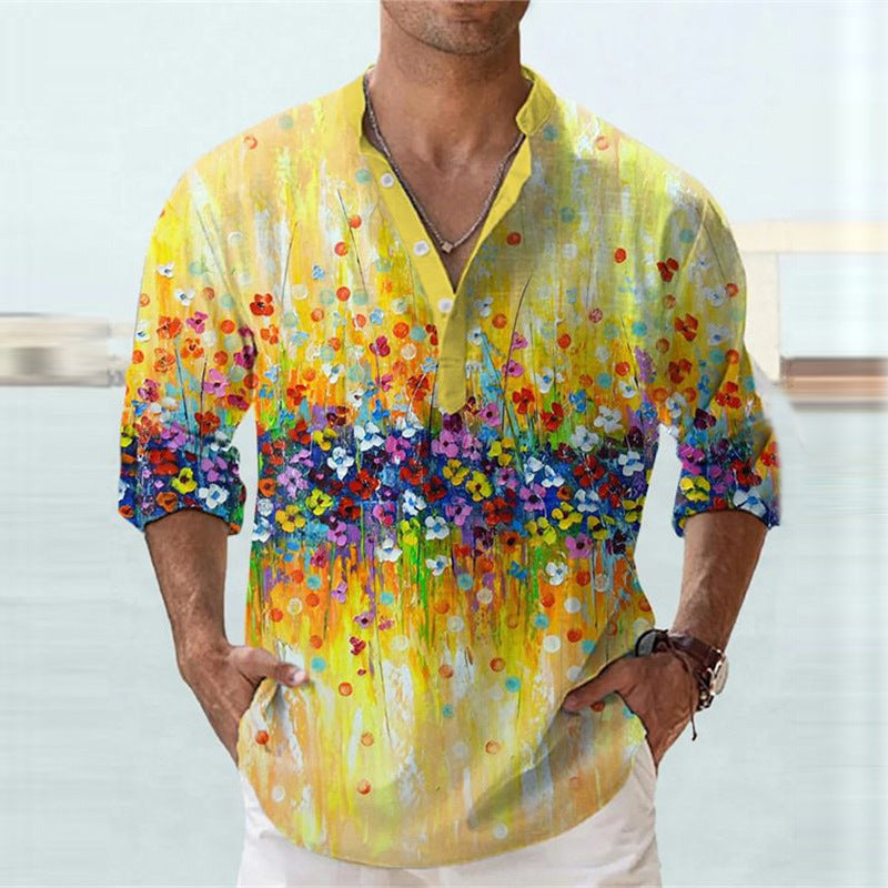 European And American 3D Digital Thermal Transfer Short Sleeve Shirt