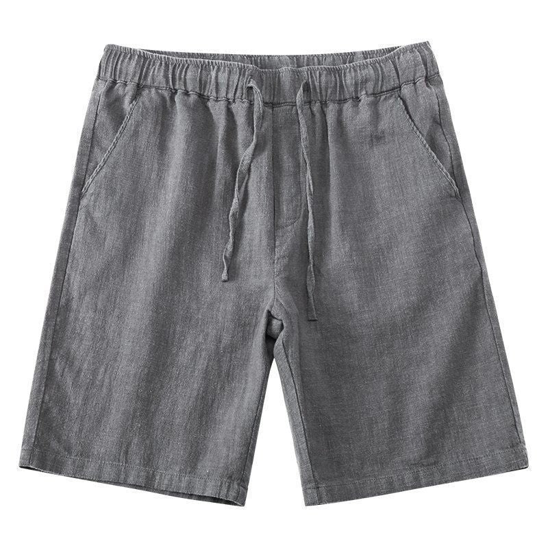 Solid Color Loose Straight Light Cotton Linen Men's Shorts
