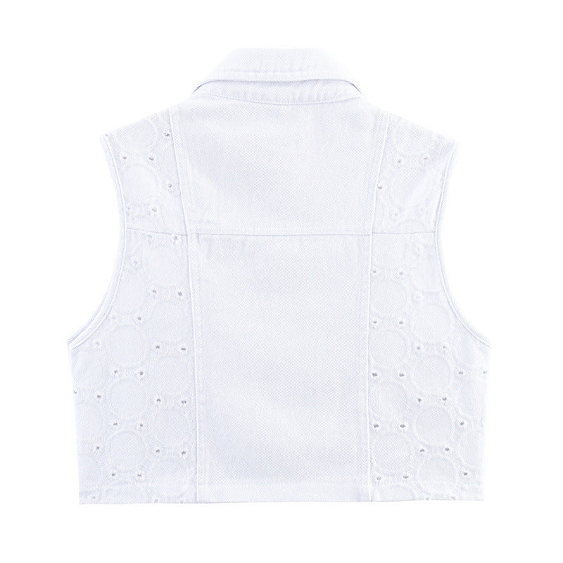 European And American Style Fashion Simple Hollow Embroidered Vest