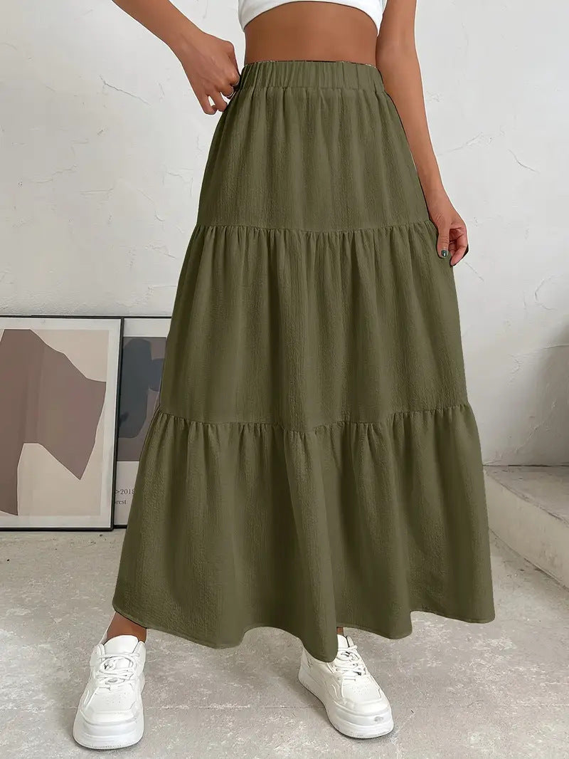 European And American Style Women Summer Bohemian Pleated Layered Long