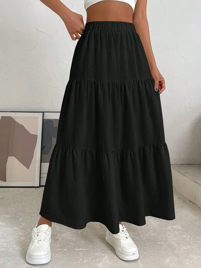 European And American Style Women Summer Bohemian Pleated Layered Long