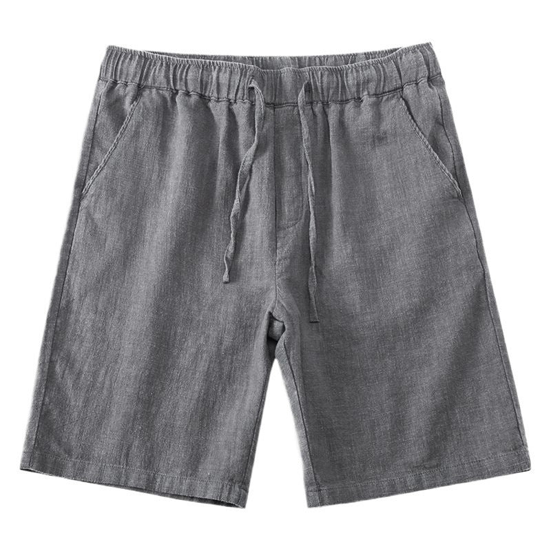 Solid Color Loose Straight Light Cotton Linen Men's Shorts